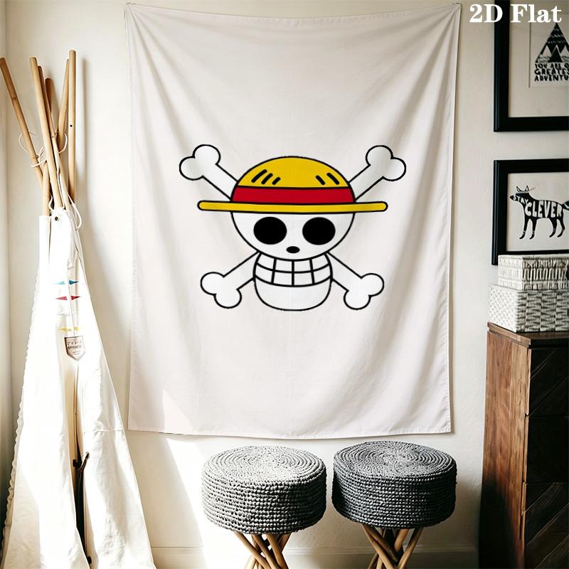 One Piece Straw Hat Pirates Wall Tapestry Aesthetic Wall Hanging Printed Fabric Blanket Decorative Tapestries For Bedroom Living Room Home Decor