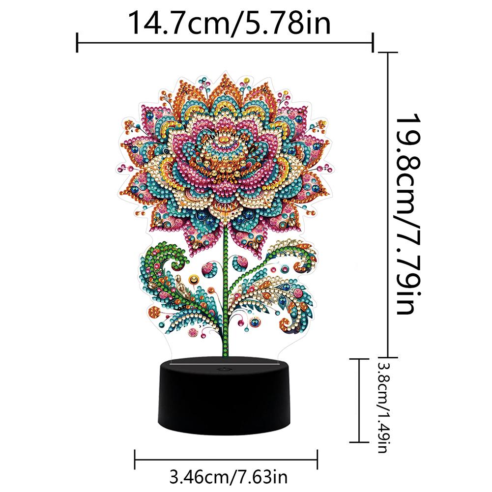 Flower Animal Diamond Painting Night Light with Tools 5D DIY Diamond Painting LED Light for Bedroom Living Room Home Office