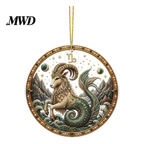 Durable Acrylic Decor 2D Flat Pearl Painting Ornament, Double Sided Zodiac Theme Hanging Gem Valentine Day Gift Art Craft, Rhinestone Beads