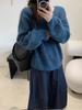 Women's Heavyweight Brushed Wool Pullover - Cozy, Heathered Yarn, Loose Fit, Round Neck, Versatile Knitwear for Autumn/Winter