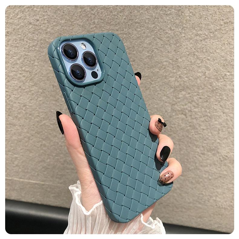 Breathable Weave Pattern Soft Thin Case For iPhone 14 13 12 Mini 11 Pro Max X XR XS Max 7 8 Plus SE 2 3 BV Grid Solid Back Cover