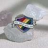 Contemporary Rainbow Letter Brooch Trendy Shield Shape Metal Badge Colorful Pin Fashionable