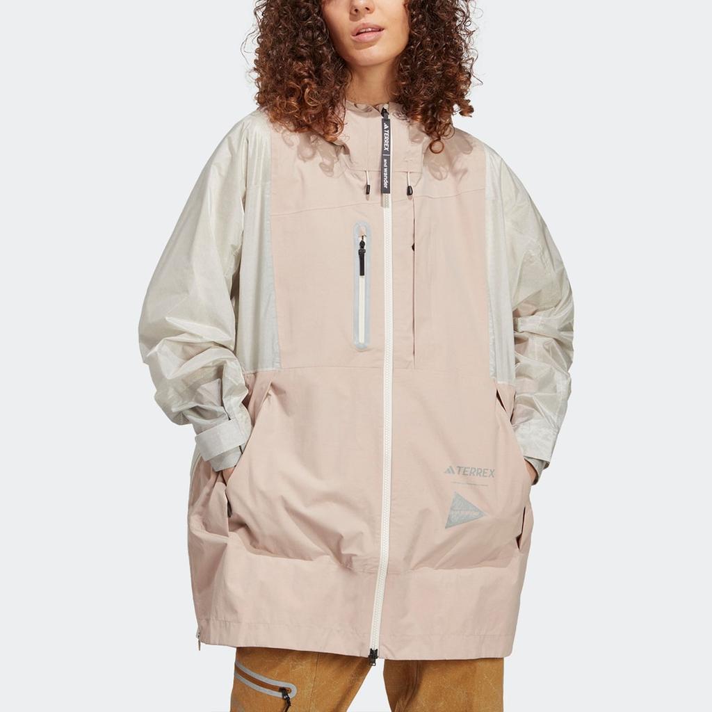 adidas X And Wander Adidas TERREX X And Wander Windbreaker Jackets Women's Gray Pink Hooded Moderate HR7144