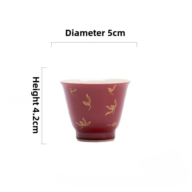 Lang Hong Bronzefarbene Teetasse, kleine Keramik-Teetasse, Herbstwasserorchidee elegante einzelne Teetasse