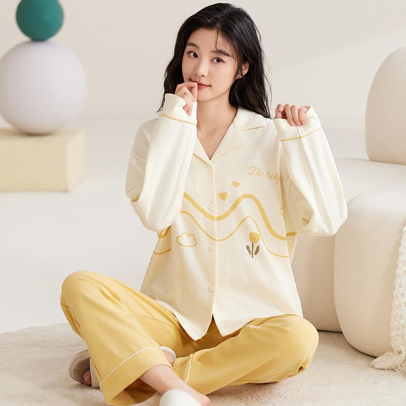 

Пижамный комплект Purple Tulip, женская одежда для сна, хлопковая, с длинными рукавами, длинные брюки, осенне-зимняя пижама для девочек, мягкая, уютная, на пуговицах, милая 2XL