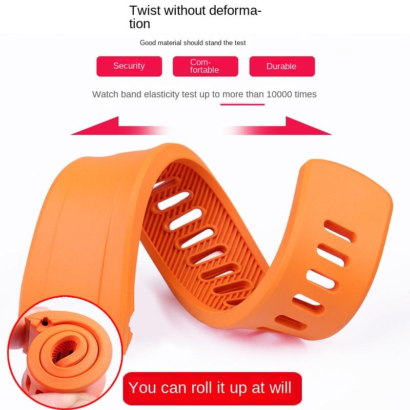 For Seiko PROSPEX SSC813P1 SSC909P1 Panda Rubber Curved End Black Blue Orange Watch Strap Silicone Waterproof Soft Man Watchband