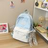 Schoolbag Korean Sweet Plaid Backpack Female Junior High School High School Student School Bag Lace Large Capacity Lightweight Backpack