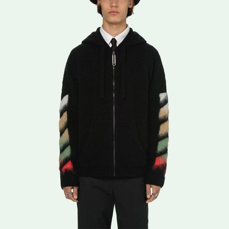 OFF WHITE SS21 Sweatshirts Men's Black Hooded Non Detachable Moderate Regular OMHA037R21KNI0011084