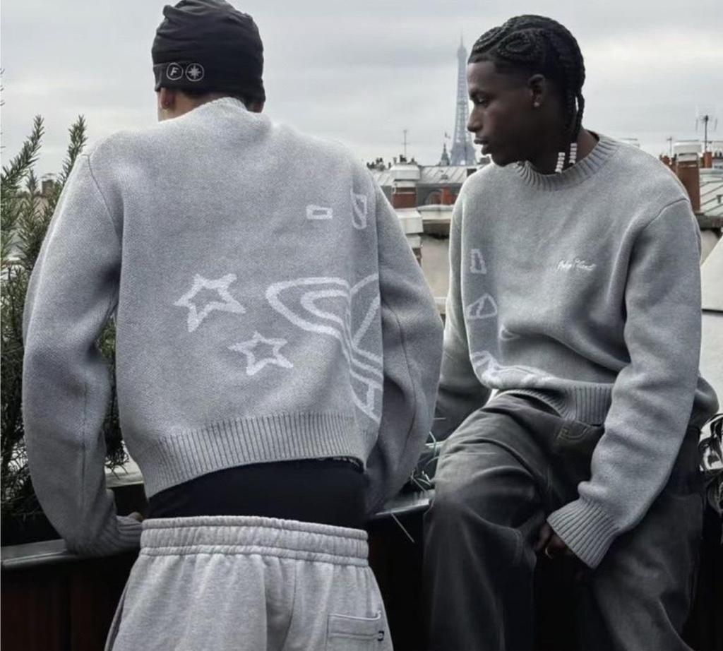 Amerikansk Street Style Unisex Jacquardstickad Tröja