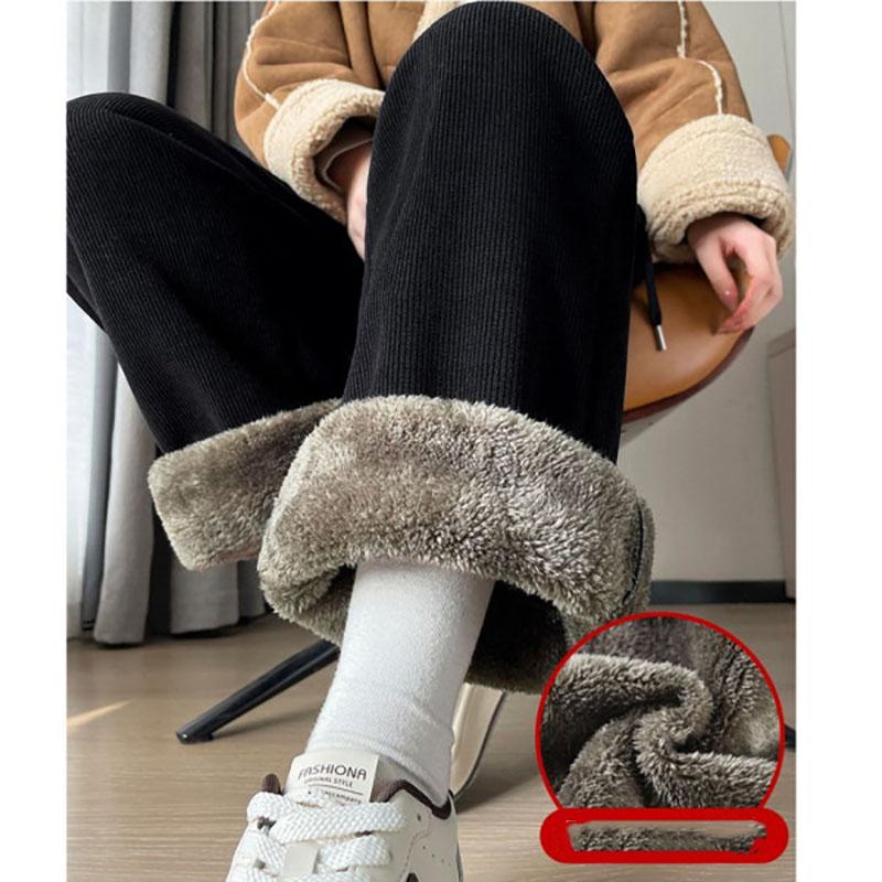 Winter Wide Leg Pants Women Autumn Plush Pants Women Extra Thick Lamb Fleece Warm Straight Korean Pants Joggers