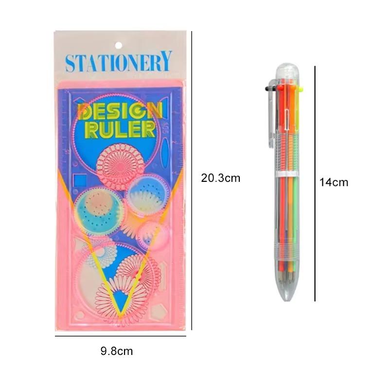 1PC Spirograph Ruler 6 Color Pen Multi-function Oval Geometric Curve Drafting Tools Learning Art Stationery Creative Gift ZYF