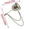 Steampunk Lapel Pin Gothic Vintage Gear Brooches with Metal Chain Badges Jewelry Collar Pin for Women Man Party Gifts