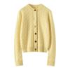 Women's Heavy Cable Knit Cashmere Cardigan - Round Neck, Long Sleeve, Autumn/Winter Style Sweater Coat