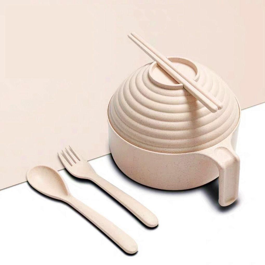 

Экологичный набор мисок для рамена из пшеничной соломы, студенческое общежитие, микроволновая печь, миска для лапши быстрого приготовления, домашняя посуда, с крышкой и ручкой, салатники бежевый