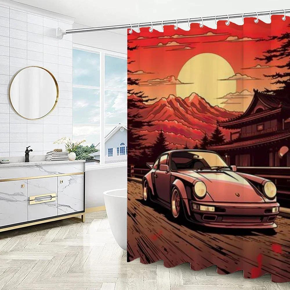 Versatile Style Shower Curtain With Hooks Easy Hang Waterproof Washable For Home Hotel Apartment Bathtub Decor