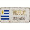 Uruguay Flag License Plate Vintage Montevideo Car Decor with a Faded Effect Heavy Metal Frame Authentic Uruguayan Automotiv