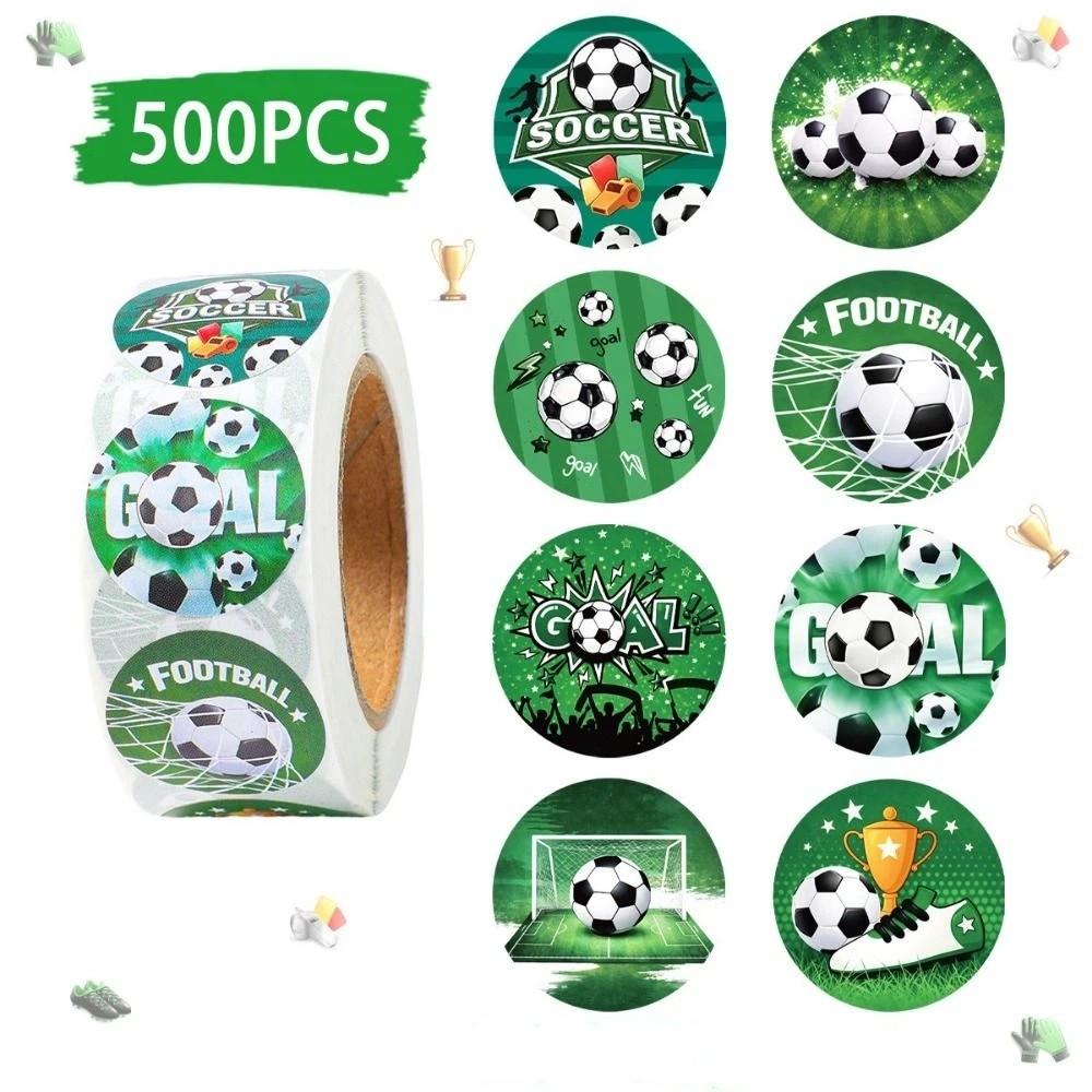 500Pcs Self-Adhesive Soccer Stickers Round Football Pattern Sealing Sticker  Party Decor
