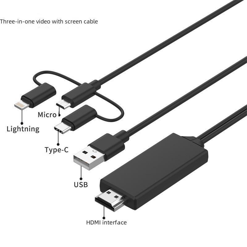 Cablu Lightning HDMI Trei-în-Unu pentru Proiecție Ecran pentru iPhone