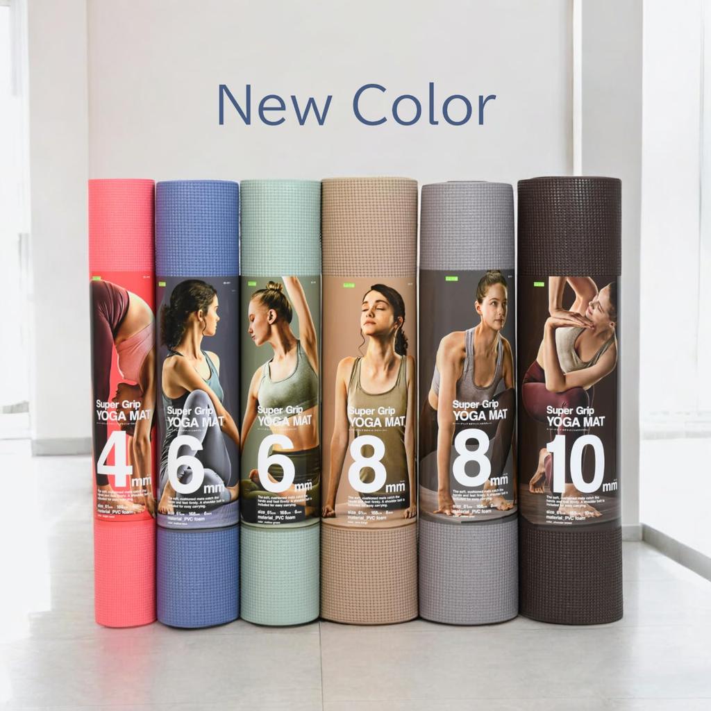 Super Grip Yoga Mat with Carry and Training Stretching Mat Manufacturer Mellow La-VIE Strap, 4mm, 6mm, 8mm, 10mm, Mat, [Genuine Product], 6mm, Blue,