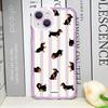 Cute Sausage Dog Animal Plaid Phone Case for IPhone 17 16 15 14 Plus 13 12 11 Pro Max Mini Dachshund Striped Printed Soft Cover