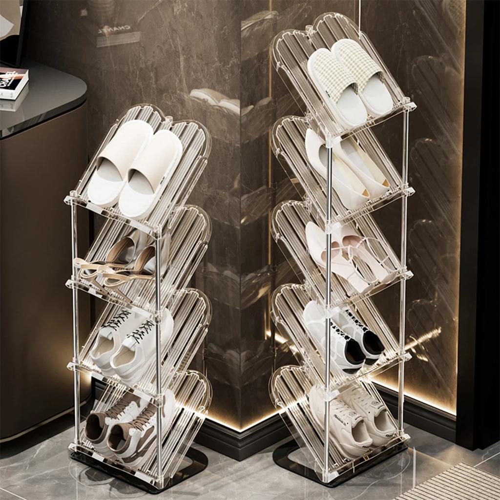 Multi-Layer Household Shoe Storage Rack Transparent Stackable Shoe Rack Easy To Install Space-Saving Shoe Cabinet for Apartment