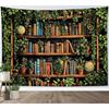 1pc Retro Library Tapestry Multiple Sizes 2D Print Vintage Book Green Plant Design Polyester Fiber Classroom Dorm Decor Scholar