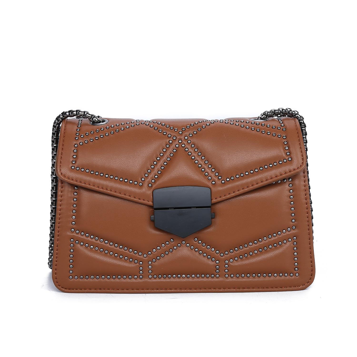 

Женская сумка, модная корейская версия, сумка на одно плечо с цепочкой, маленькая квадратная сумка из искусственной кожи через плечо коричневый