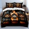 Cute Halloween Cat Trio Decor Multiple sizes kid's and adults' bedroom Exquisite 3PC bedding set gift