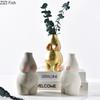 Resin Vases Body Art Bust Statue Flower Insert Ornaments Frosted Porcelain Crafts Creativity Vase Desk Decor Home Decoration