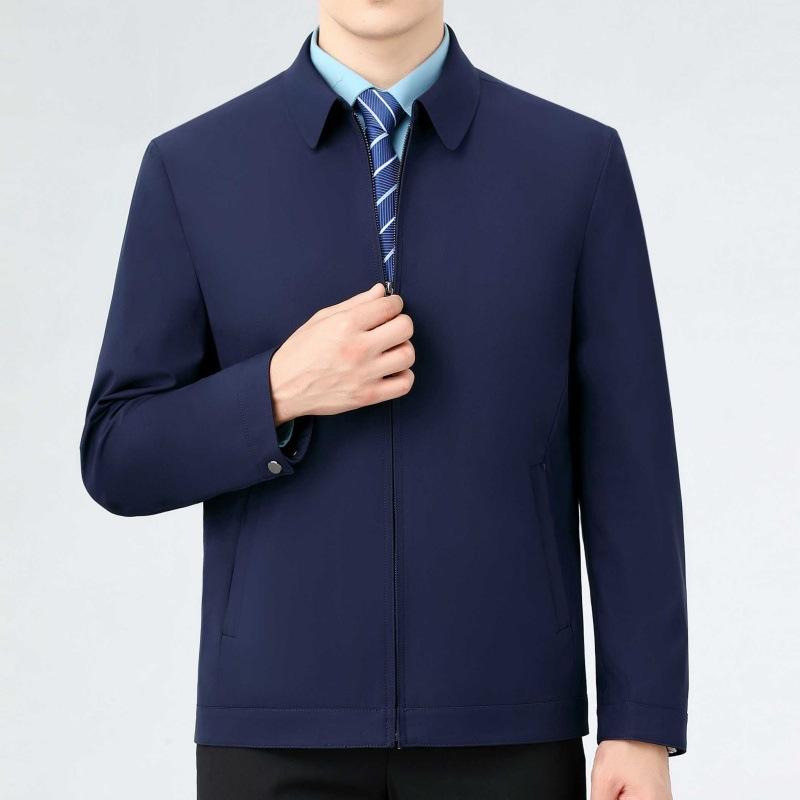Mulberry Silk Spring and Autumn New Men's Casual Jacket Coat Middle-aged and Elderly Cadres Administrative Business Large Size Dad Tops