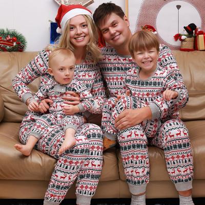 Family Christmas Pajamas Matching Sets Christmas Parent-child Clothing Long Sleeves Sleepwear Holiday Loungewear for Holidays Family Gatherings