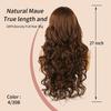 Women's Tea Brown Long Curly Wig with Bangs – Fluffy, Age-Reducing, Big Waves, Full Head Cover