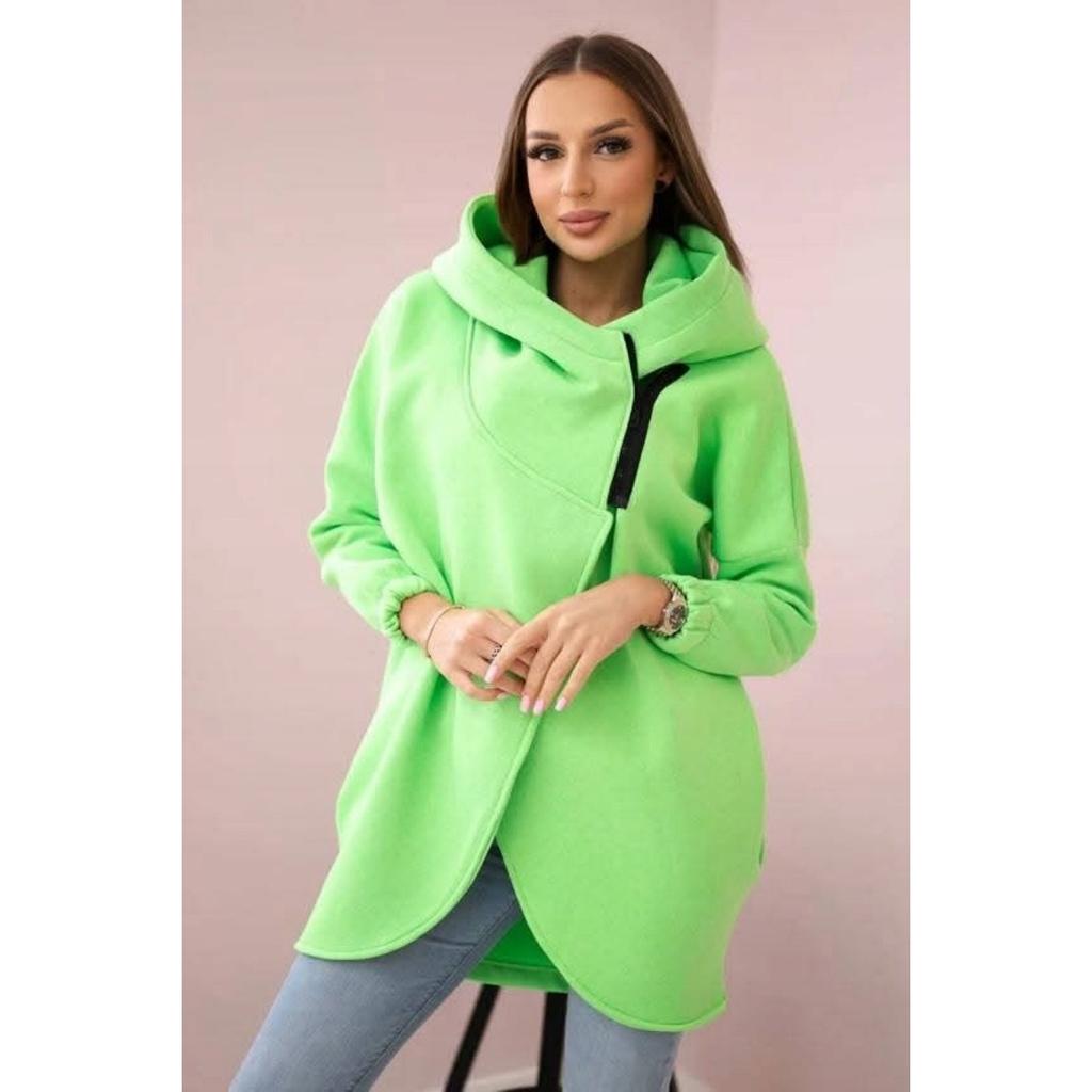 Hooded, Sweatshirt, Fleece, Sweatshirt, Casual, Long-sleeved, Zipper, Coat, Women's, Plate-size, Coat