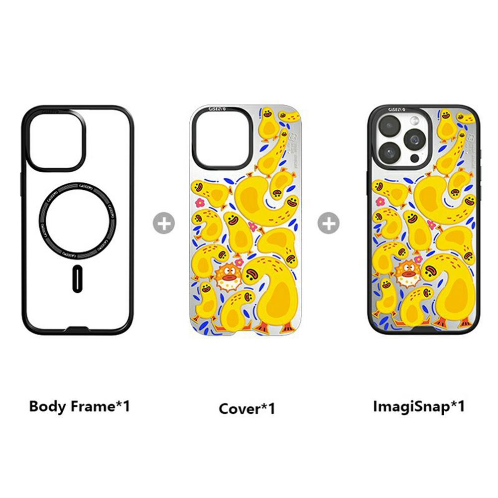 CASEEVO For iPhone 15 Pro Case Compatible with MagSafe TPU Acrylic Phone Cover with Poetic Illustration Backplate