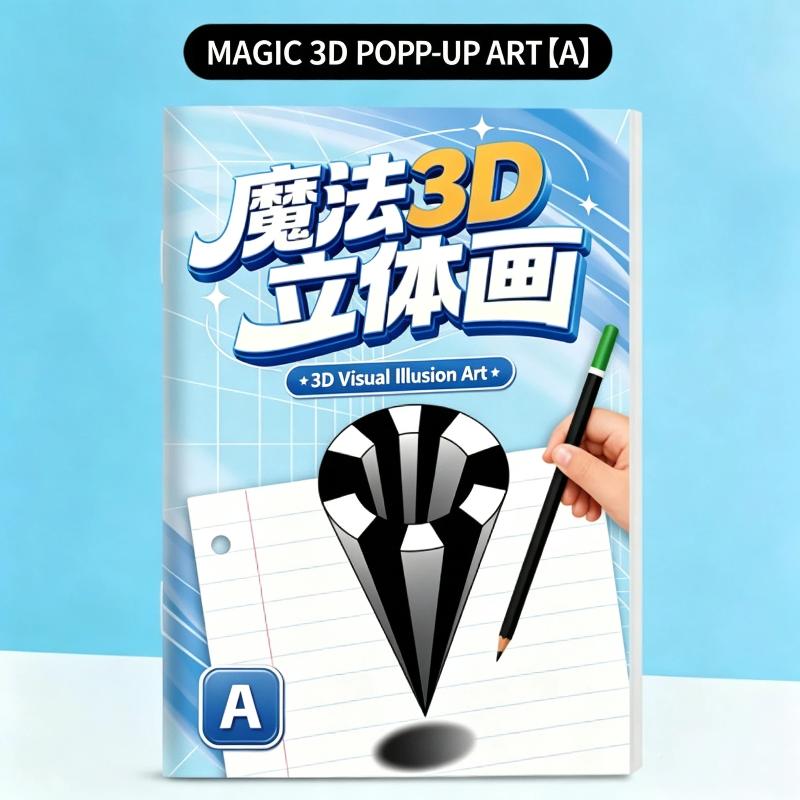 Волшебная 3D Оптическая Иллюзия Детская 3D Визуальный Трюк Скетчбук для Практики Копирования Детский Арт Рабочая тетрадь для Тренировки Ручного Рисования Креативная