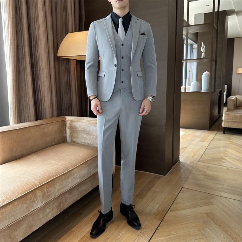 Slim-Fit Men's Western Style Formal Wedding Suit