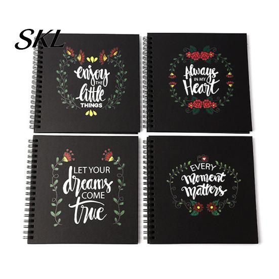 Family Photo Album Album, 6 Inch Cardboard with Black Paper Pages for DIY Memory Handmade Scrapbook Keeping, Portable Vintage Travel Celebrations,