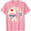 Black Cat Japanese Mount Fuji Graphic T-Shirt Breathable Cotton Retro Style Tee for Men