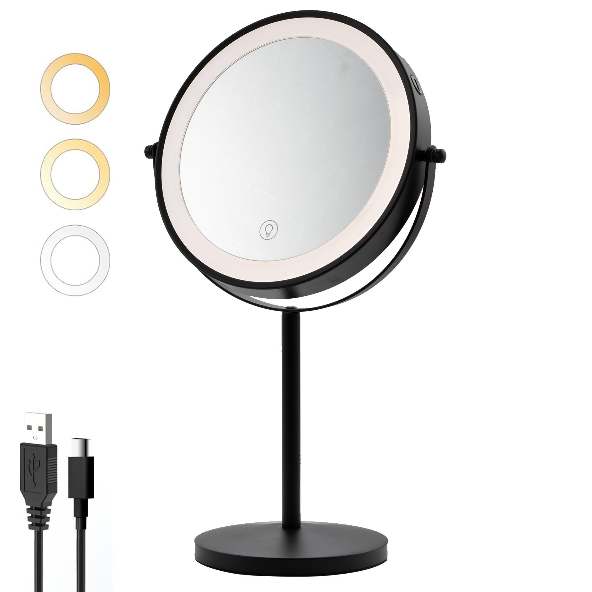 

OWOSALD 8 Rechargeable Makeup Mirror, Chrome, 1X/10X чорний