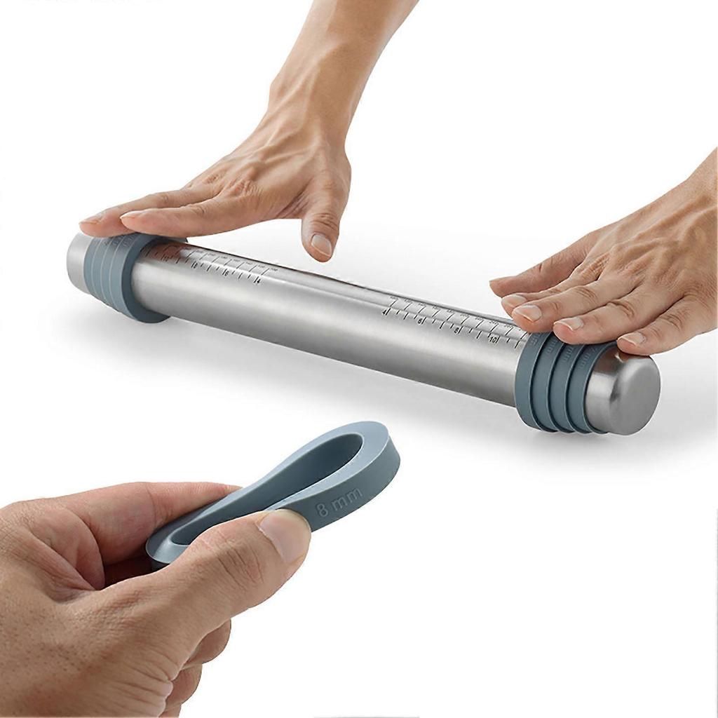 Adjustable Thickness Rolling Pin with Scale and Dough Scraper