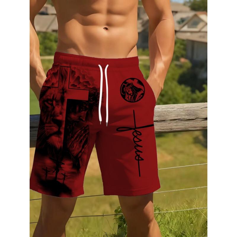 

Men s Lion Pattern 3D Digital Beach Shorts M