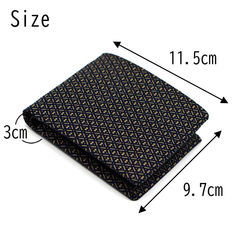 Inden Wallet Coin Case Deerskin Traditional Craft Made in Japan Navy Blue with White Lacquer Gourd [Indenya] Bi-fold Men's No.2006 ([14-007] Pattern)