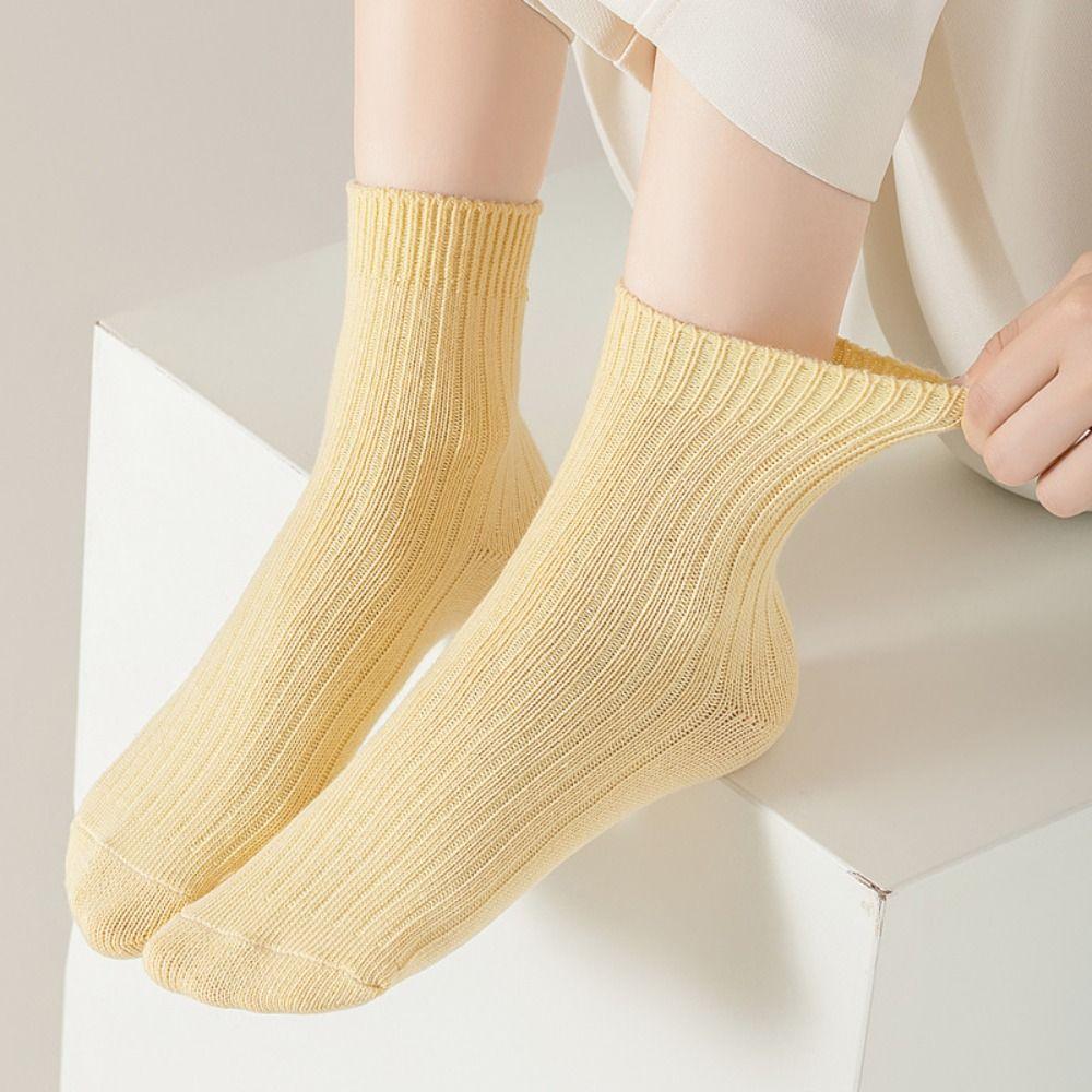 10Pairs Simple Mid-calf Socks Breathable Sweet Socks Women Cute Mid Tube Socks Girl