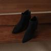 Krazing Pot Cow Suede Nubuck Pointed Toe Thick Heels Chelsea Boots Size 43 Zip Basic Clothing Women Ankle Boots