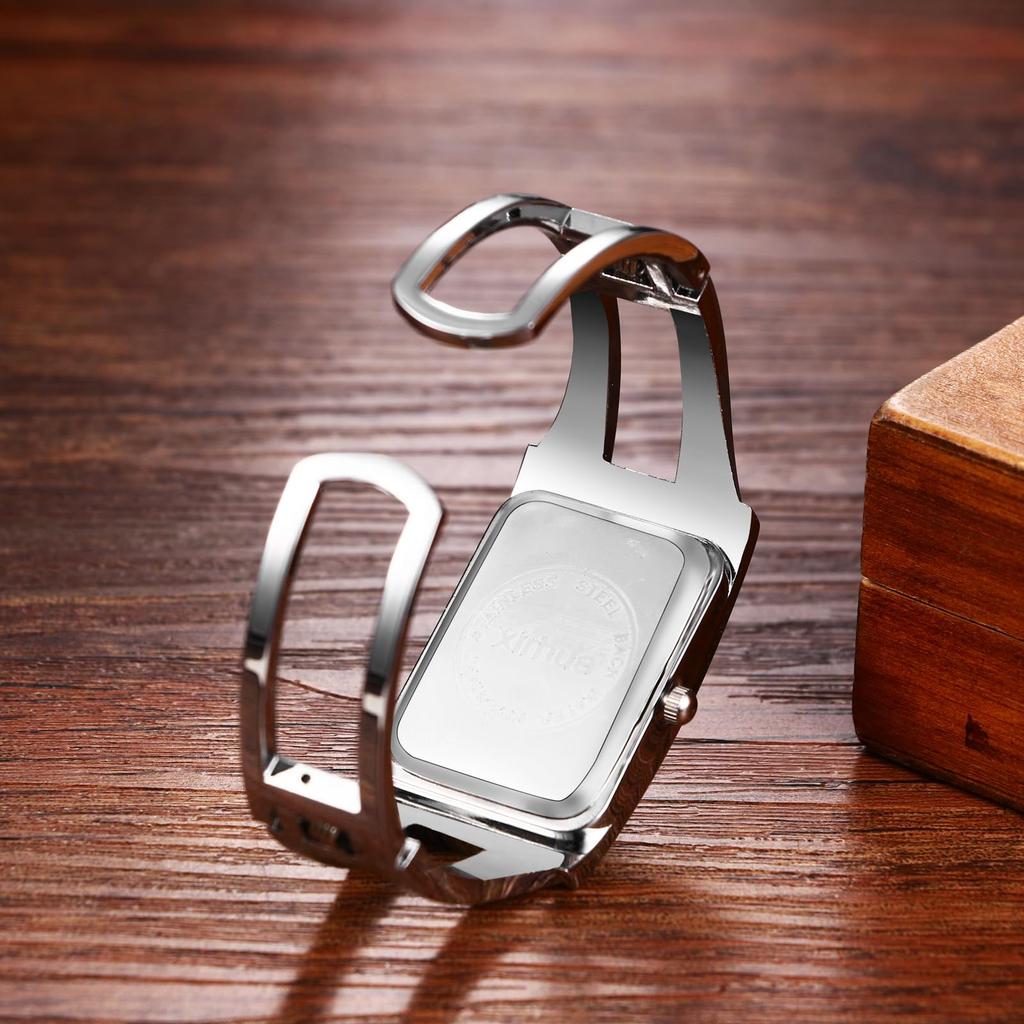 Women's Square Bracelet Watch, Waterproof: Rectangular Dial, Diamond-Inlaid Quartz Movement, Analog Display, Sun Pattern, Stylish, Modern, Elegant -