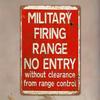 Vintage Metallplåtskylt Ingen Entré Skjutbana Militär Väggdekor Garage Bar Grotta