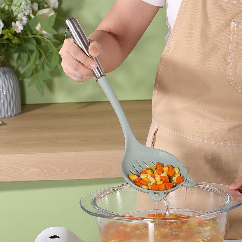 New Stainless Steel Handle Silicone Kitchenware Set Household Spatula Cooking Spoon Spatula Kitchen Non-stick Pan Silicone