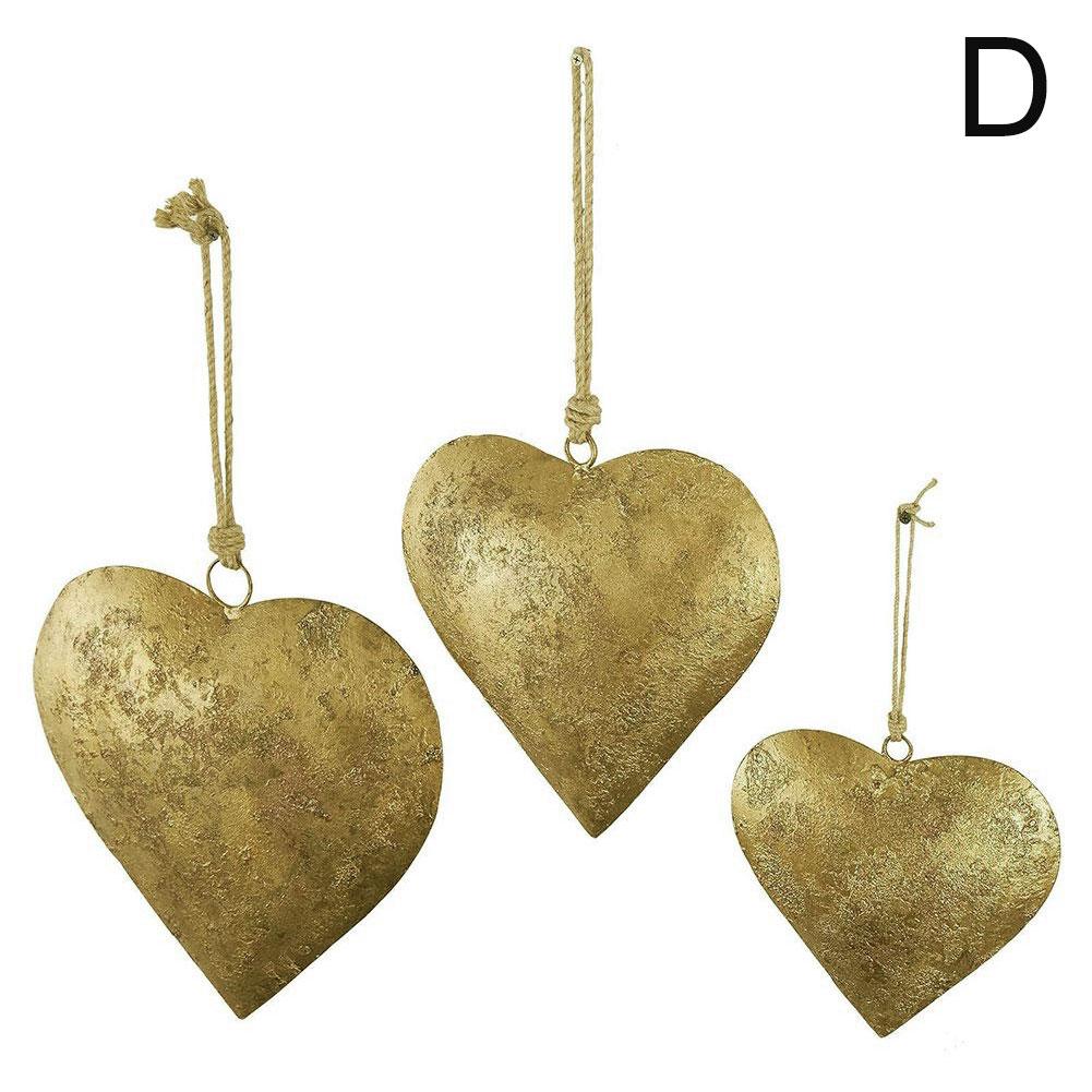3D Metal Heart-shaped Decorative Bell With Hanging Rope Made Of Old Brass Bell Heart-shaped Bell Home Decoration Accessories