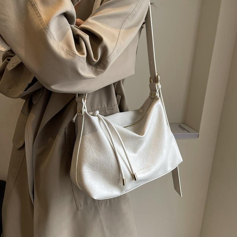 Solid Color Commuter Large Capacity Shoulder Bag Female Leather Crossbody Bag Underarm Dumpling Bag for Women