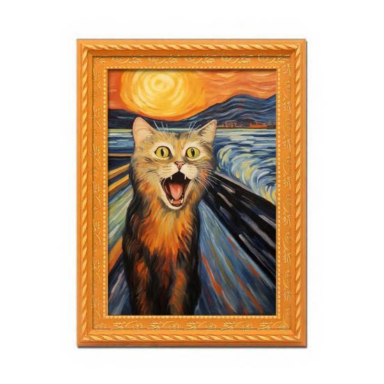 Vintage Cat Fridge Magnet 3D Wooden Frame Cat Refrigerator Magnet Home Kitchen Office Locker Decoration Cat Lover Gift